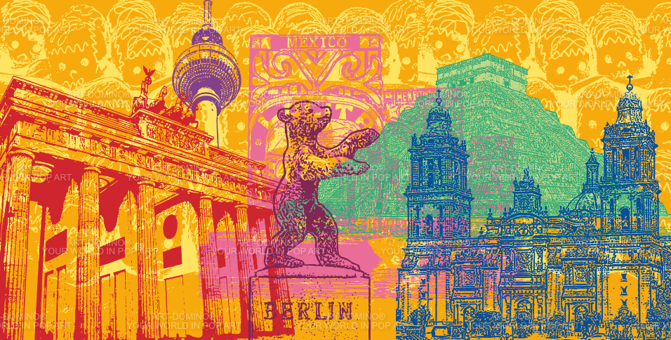 Leinwandbild - Collage - Mexiko - Berlin