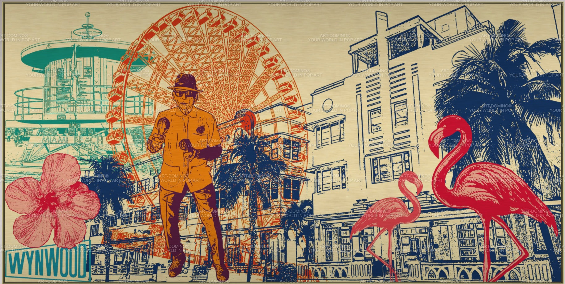 Alu-Dibond - USA - Miami - Collage - Gold